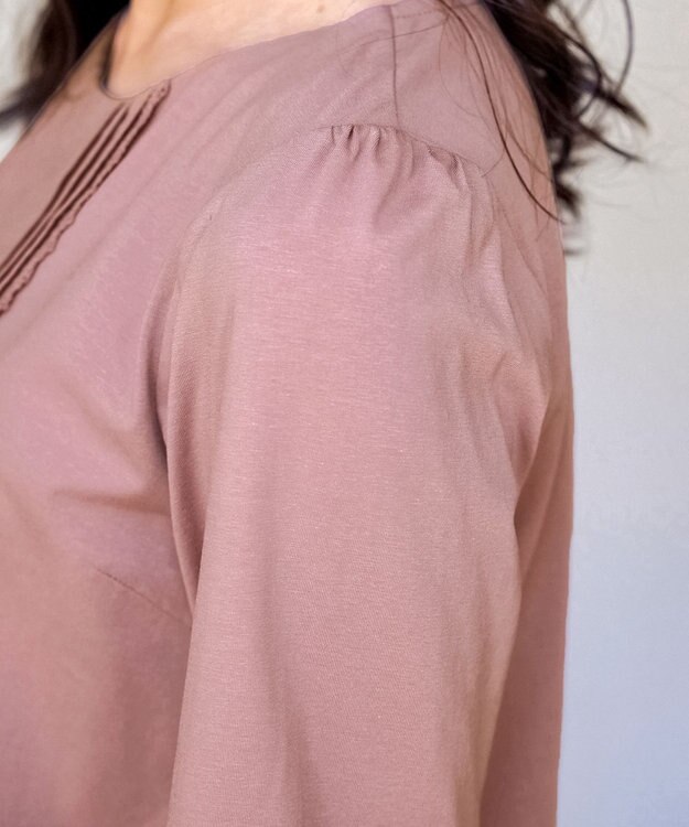 Tiaclasse 【洗える】ピンタックレースカットソーTブラウス ピンク