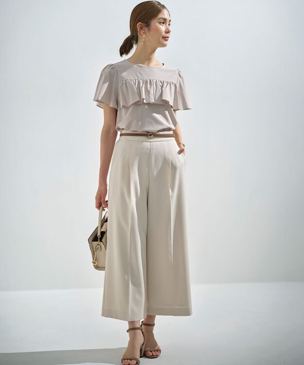 組曲 ツイルジャジー フリルカットソー ピンクグレージュ系