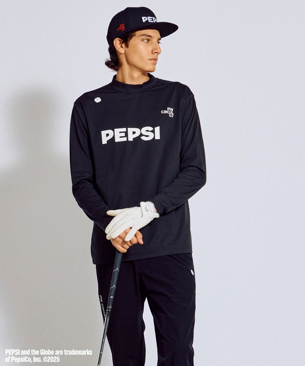 PW CIRCULUS 〈Pepsiコラボ〉【UNISEX】Pepsi 9-LOGO モックネック　ロングT ブラック系