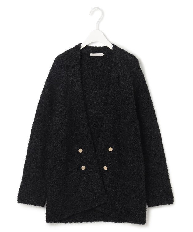 ICB L 【洗える】ペーパーモールブレンド ニットジャケット ブラック系