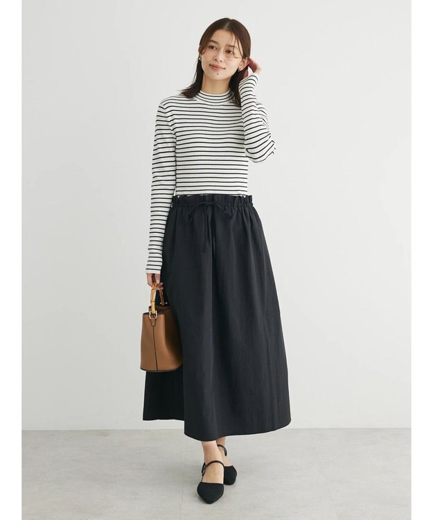 Green Parks ドッキングニットワンピース Black