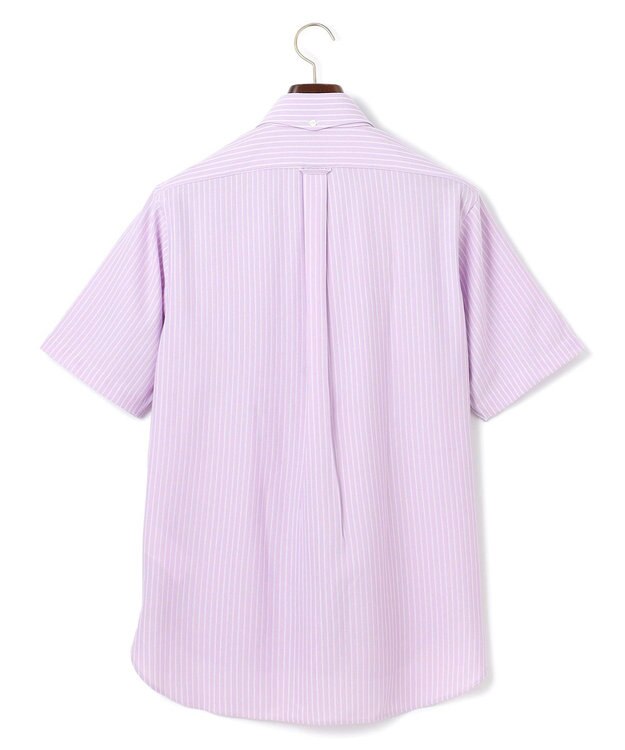J.PRESS MEN 酷暑の清潔感もこれ一枚で【吸水速乾 / 抗菌防臭 / 防シワ】【J.PRESS OXFORD JERSEY】カノコインレイストライプ 半袖シャツ / B.D. ライラック系1