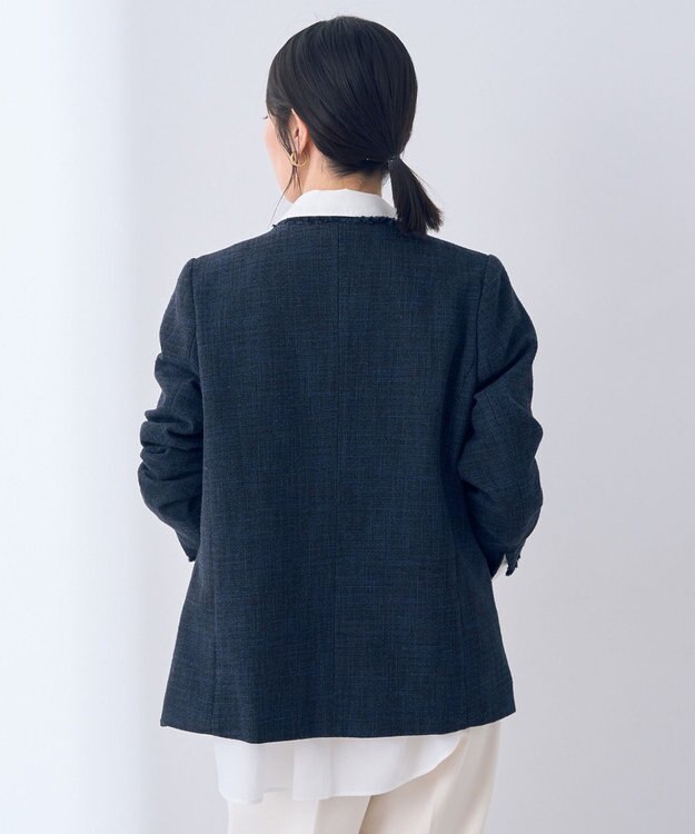 YECCA VECCA 金釦ツイードジャケット Navy