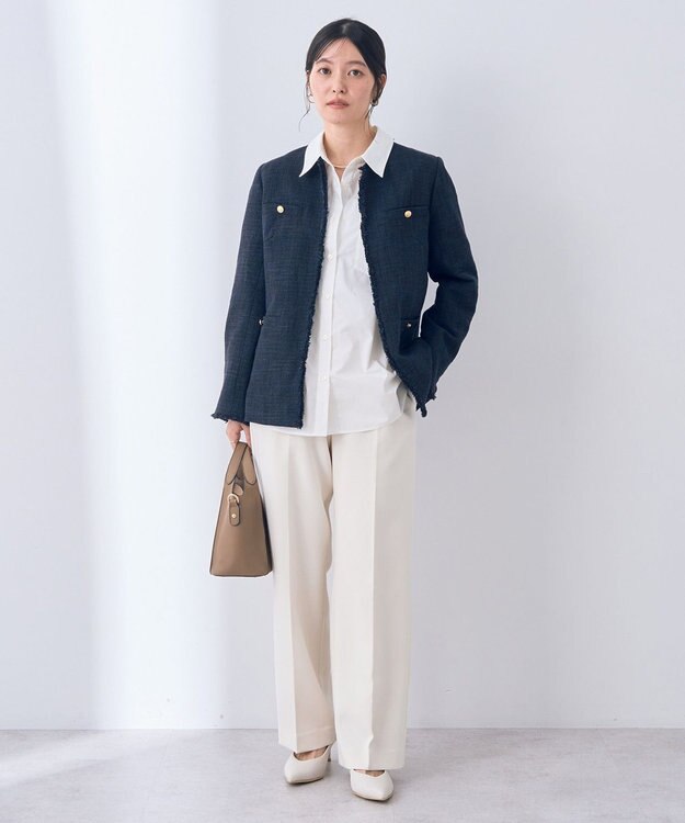 YECCA VECCA 金釦ツイードジャケット Navy