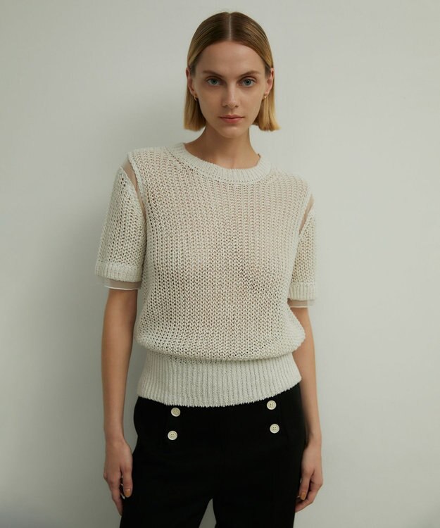 BEIGE， OLIVIER / 半袖ニット Ecru