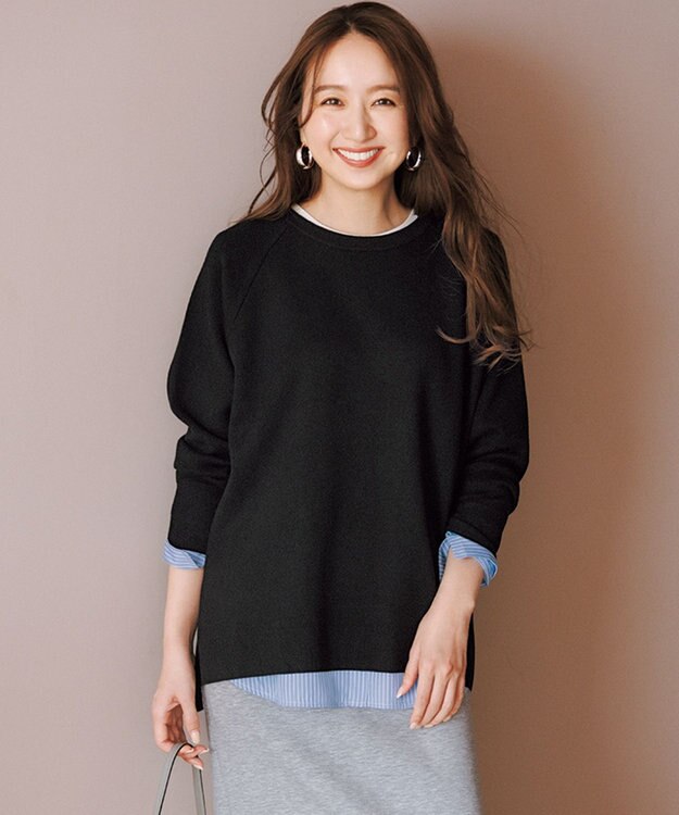 UNFILO コットンカシミヤニット クルーネック ブラック