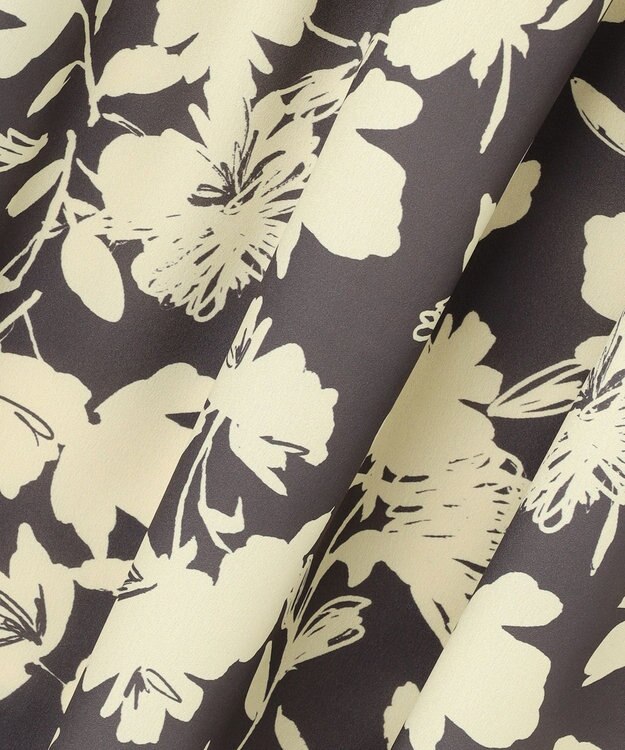 自由区 バイカラーフラワープリント ワンピース グレー×イエロー