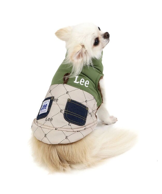 PET PARADISE LEE 綿入ベスト モノグラム 《カーキー》 小型犬 カーキ