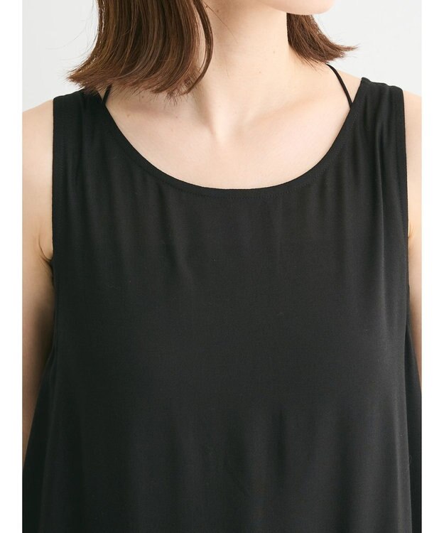 Green Parks Ｉ　ノースリスモッキング切替ワンピース Black