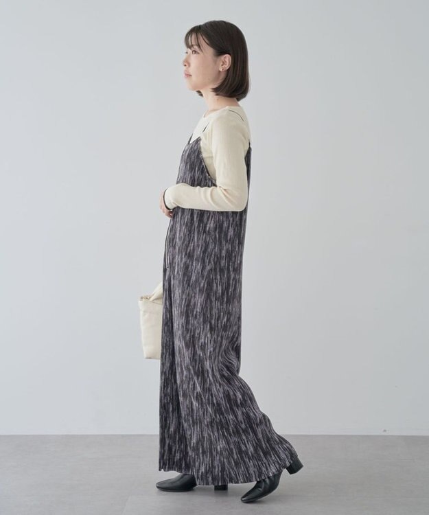 Green Parks ・ＥＬＥＮＣＡＲＥ　ＤＵＥ　フロントＺＩＰプリーツワンピ Black