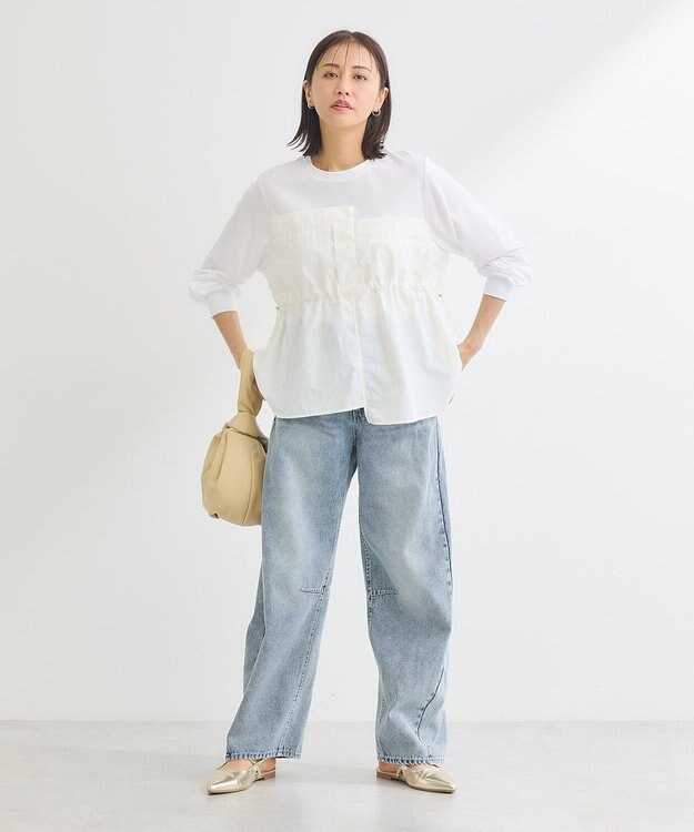 Green Parks ナイロンドッキングドロストプルオーバー Ecru