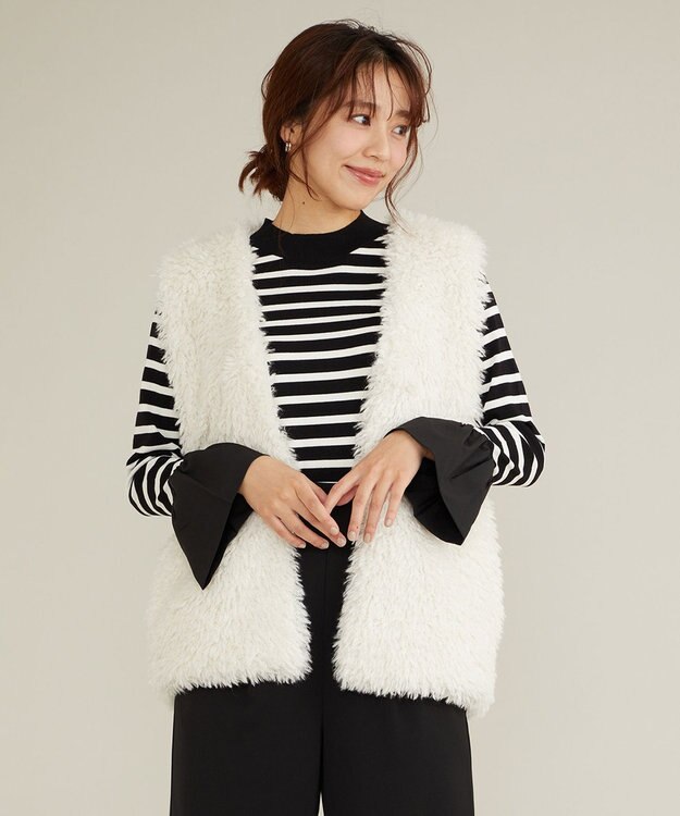 Feroux プードルファー ベスト ホワイト系