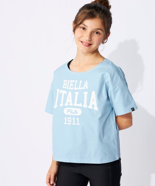 OP／FILA 【FILA】スクール水着 水陸両用Tシャツ付き 捲れ防止タンキニ サックス