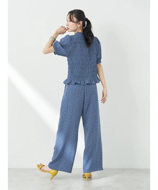 earth music&ecology 花柄ワイドパンツ Navy