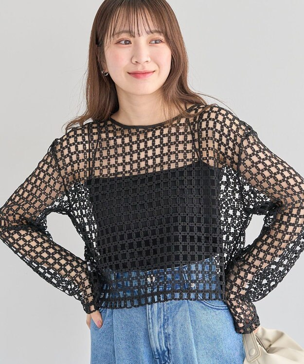 Green Parks ・ＳＵＧＡＲ　ＳＰＯＯＮ　２ｗａｙフラワーメッシュカーデ Black