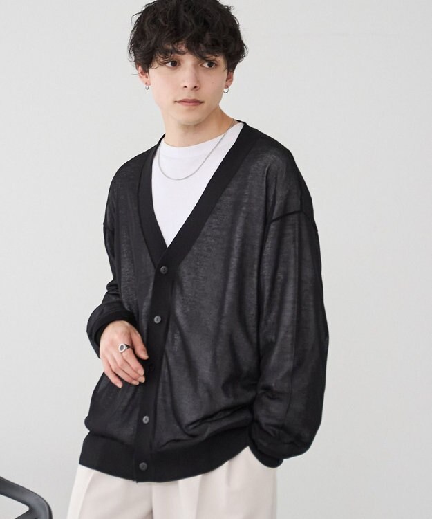 WEGO 【ユニセックス着用ITEM/紫外線対策/冷房対策】シアーカーディガン ブラック