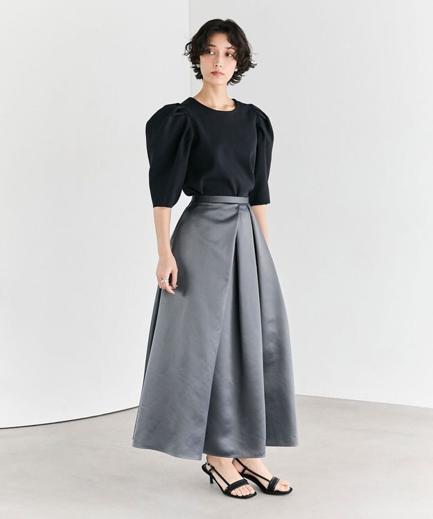 #Newans 【セレモニーにも】パフスリーブニット ネイビー