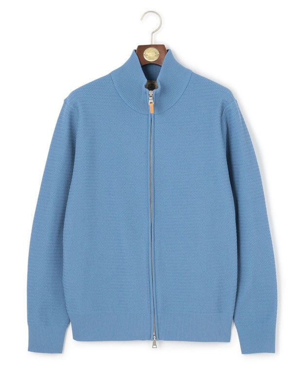 J.PRESS MEN 【KING SIZE】ハイツイストヘリンボン フルジップカーディガン サックスブルー系