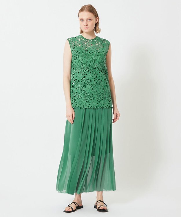 BEIGE， NARCISSUS / レースブラウス Pine Green