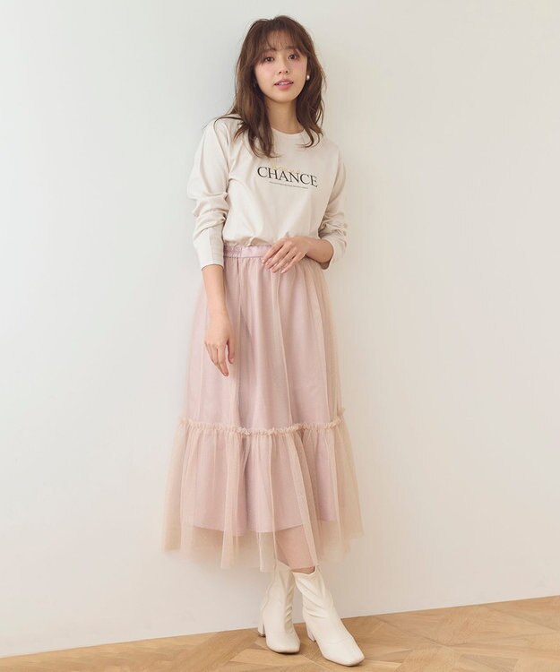 Feroux 【洗える】プリントＴシャツ ベージュ系