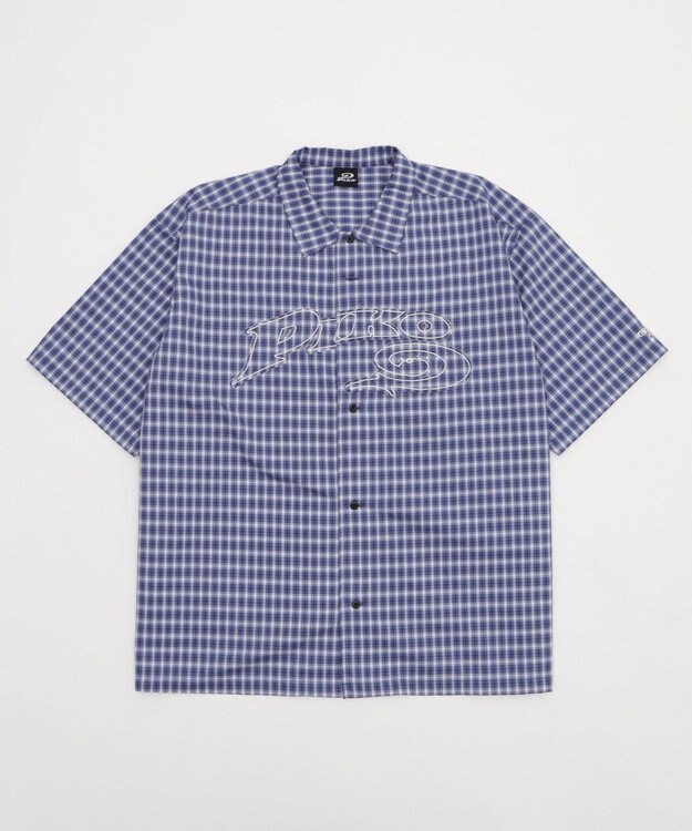 WEGO 別注PIKOチェックグラフィックシャツ（SS） ブルーチェック1