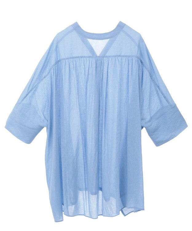 AMERICAN HOLIC 【接触冷感】Ｖネックシアー半袖ＢＩＧシャツ Sax