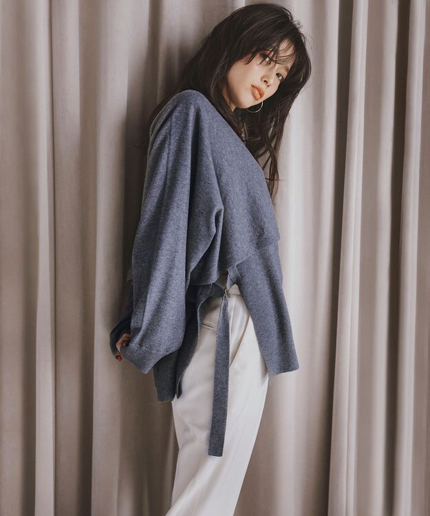 23区 【洗える】ツインニットクロップド ニットベスト ライトグレー系