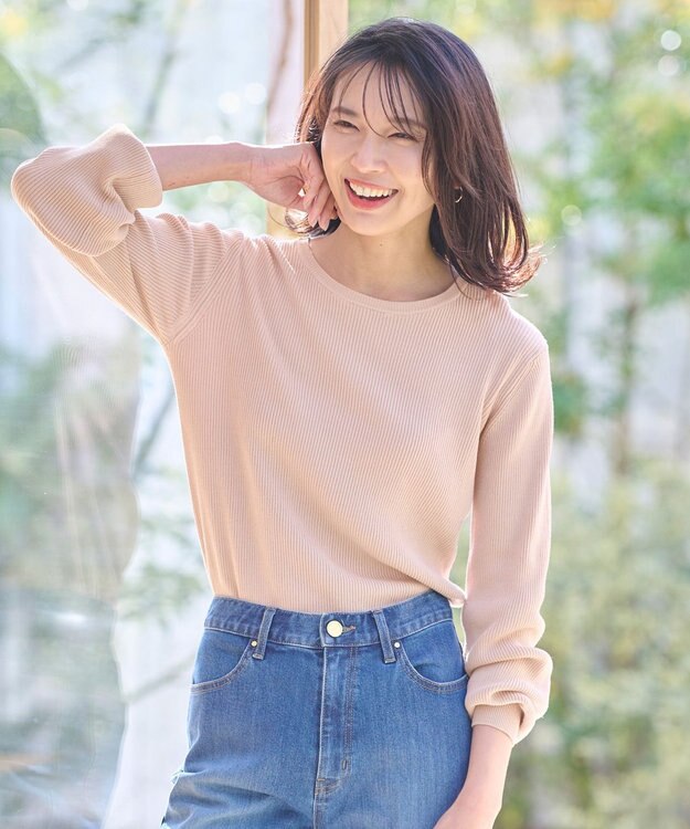 ANY パフスリーブリブニット ピンク