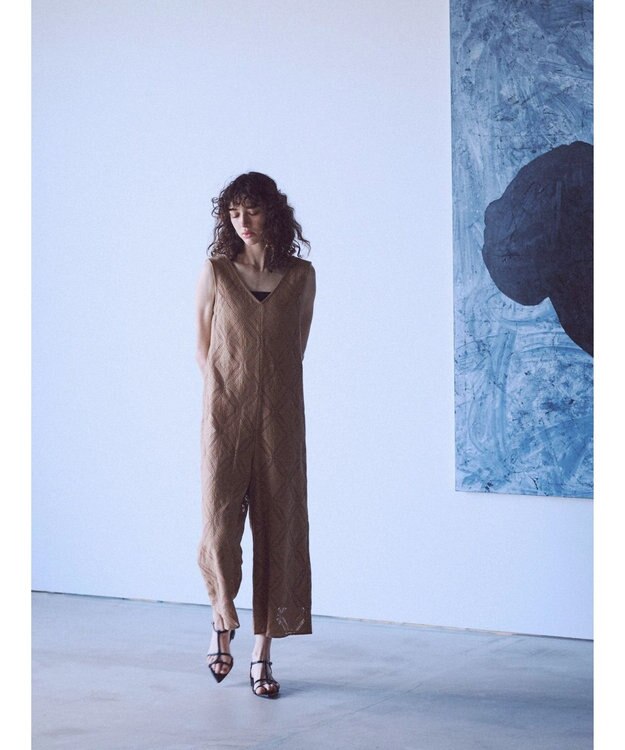 Green Parks クラシックレースロンパース Camel