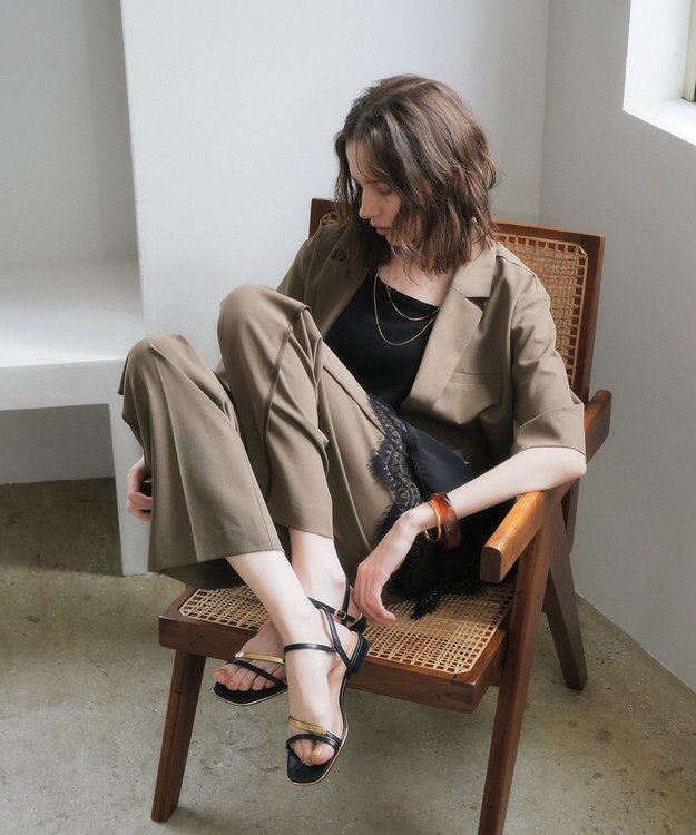 YECCA VECCA サイドラインパイピングストレートパンツ Brown