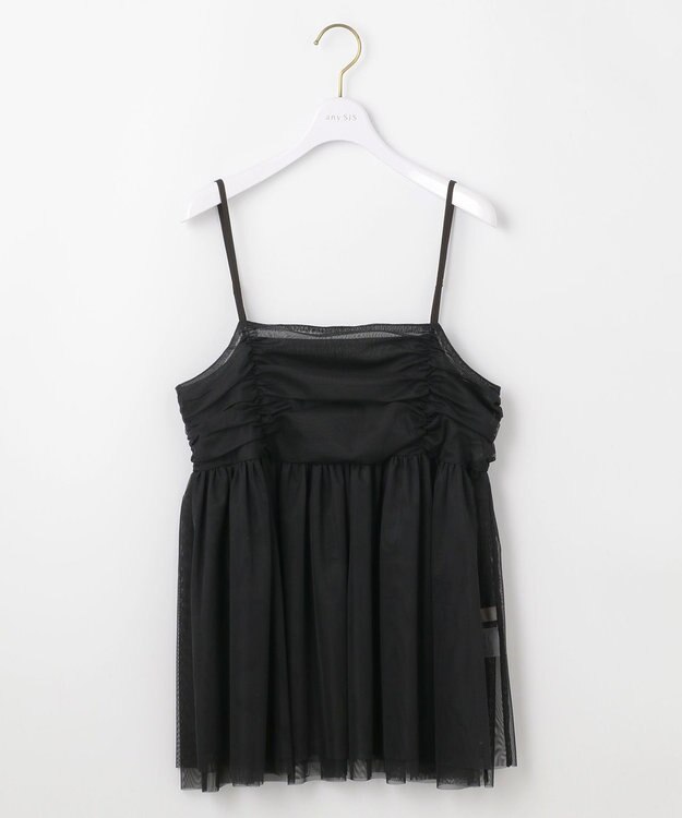 ANY SIS 【洗える】チュールレイヤード キャミソール ブラック