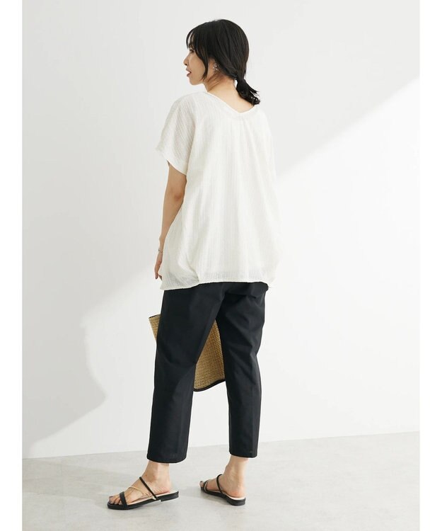 Green Parks インド綿　ＳＥＴ２点　マルチ刺繍ブラウス＋タンク Off White