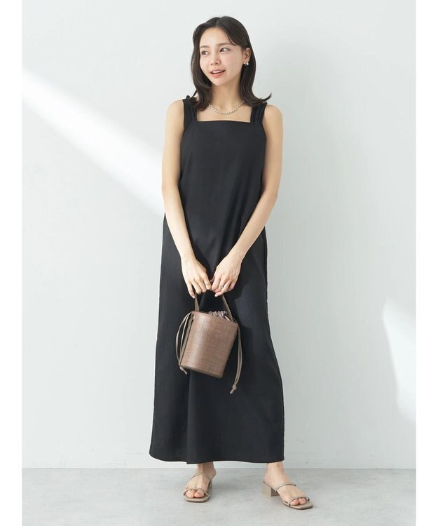 earth music&ecology ＳＥＴ２点ヘリンボーンベスト＋キャミドレ Black