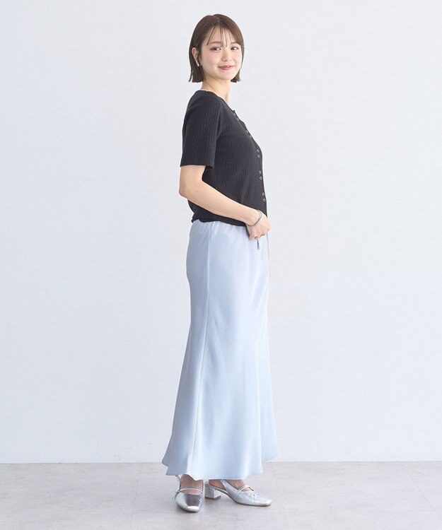 earth music&ecology チェーンリブラメカットソー Black