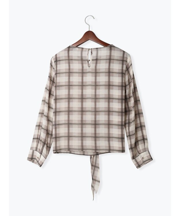 Te chichi ウエストリボンシアーチェックブラウス ブラウン