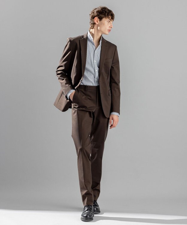 JOSEPH HOMME アロージャガードストレッチ　ウイングカラーシャツ ライトグレー系