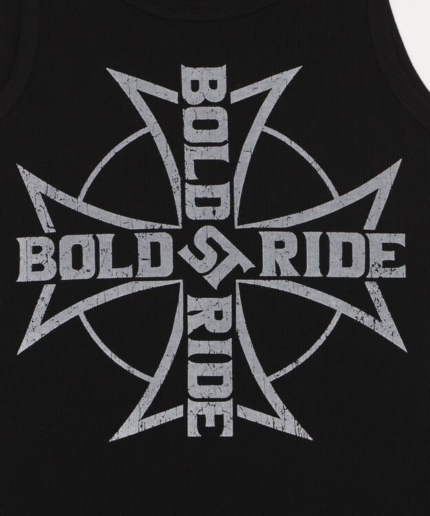 WEGO グラフィックリブタンクトップ ブラック