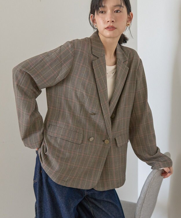 AMERICAN HOLIC イージーケアWテーラードジャケット Check