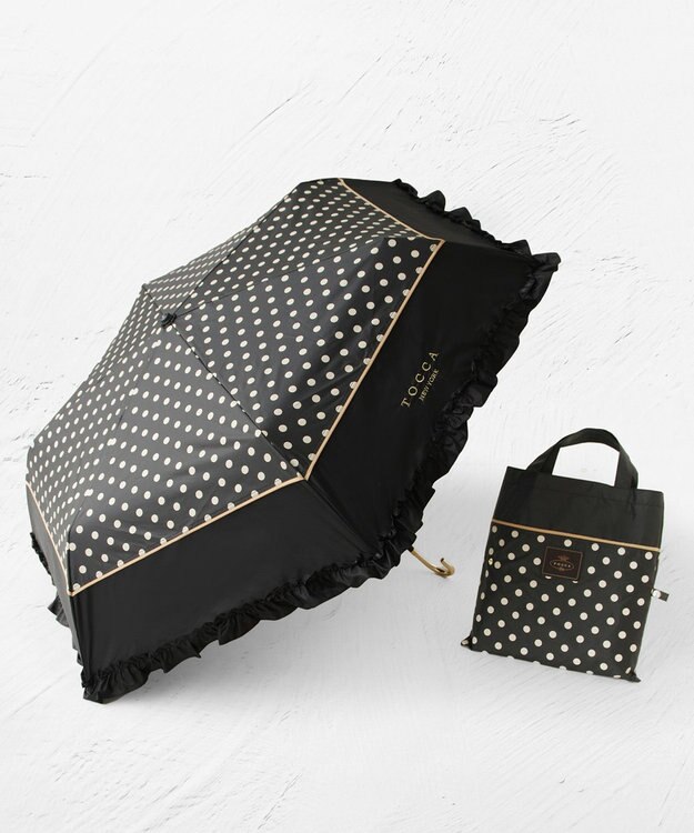 TOCCA 【晴雨兼用】DREAM OF DOTS UMBRELLA 折り畳み傘 収納バッグ付き ブラック系