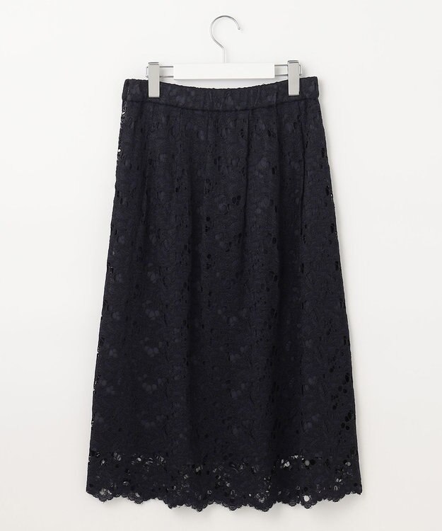 自由区 【セットアップ対応・洗える・XSサイズあり】レースコンビ スカート ネイビー系