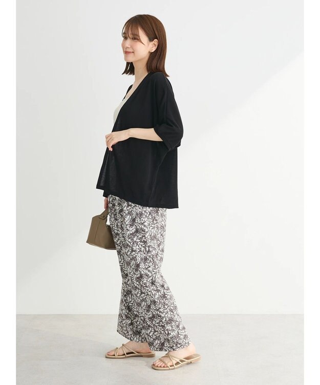 Green Parks よくばり　半袖カットドルマンカーディガン Black