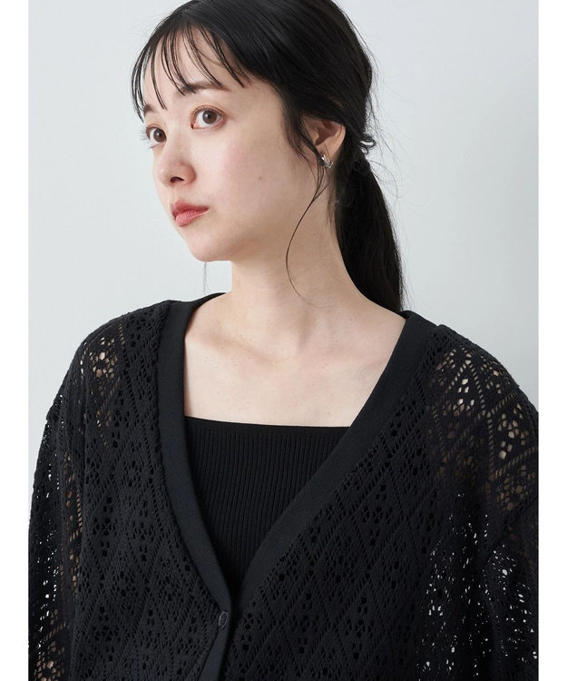 earth music&ecology ラッセルレースカーディガン Black