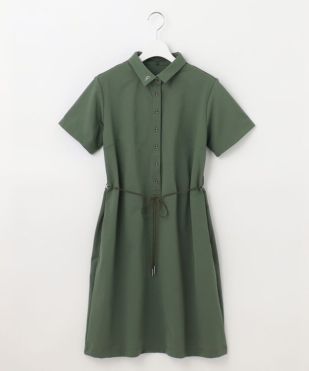 23区GOLF 2WAY着用可能【23Fondation/WOMEN】衿付き シャツワンピース カーキ系