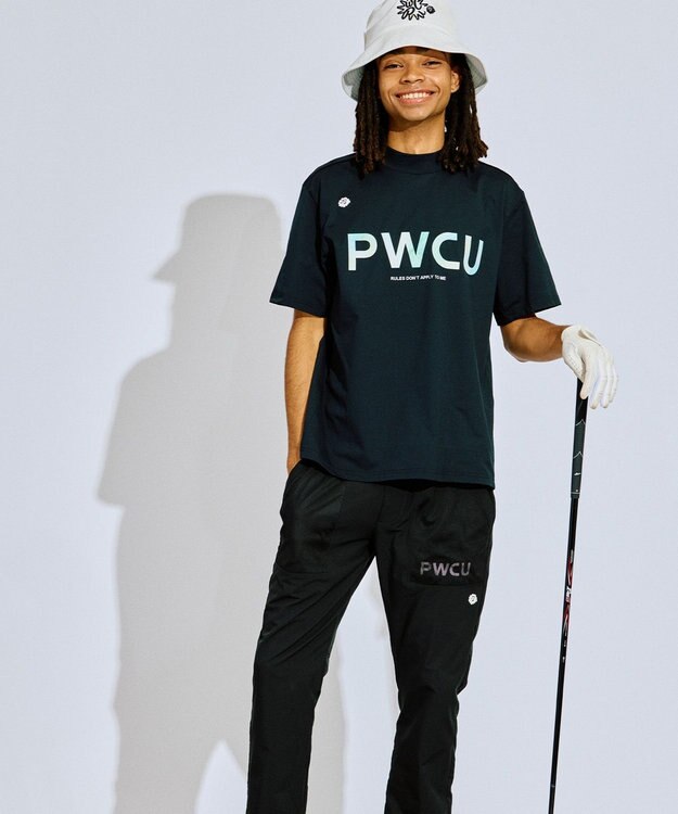 PW CIRCULUS 【吸水速乾 / UV遮蔽率99% UVカット / ストレッチ】【MEN】バックメッシュポケットモックT ゴルフ ブラック系