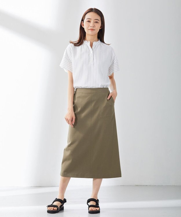 J.PRESS LADIES シアーストライプチェック カットソー ホワイト系1