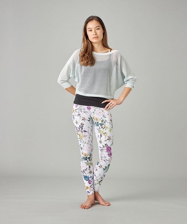 Chacott 【ノーソーイングニット】7分袖メッシュニットTシャツ アクアグリーン