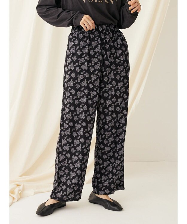 CRAFT STANDARD BOUTIQUE レーヨンイージーパンツ Flower Black