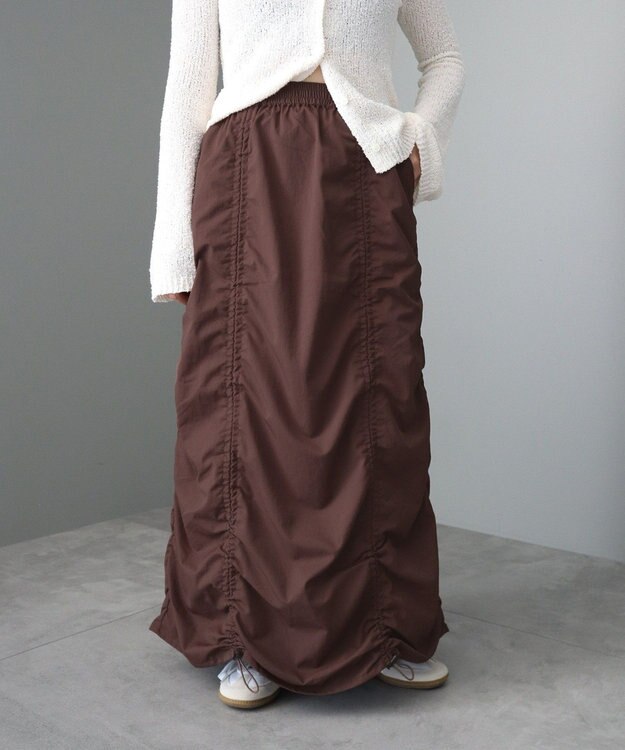 CRAFT STANDARD BOUTIQUE ドロストシャーリングデザインスカート Brown