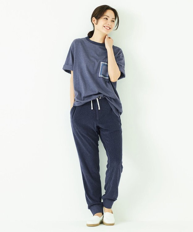 JOSEPH ABBOUD MOUNTAIN 【SPACE】OG綿スクエアドットプリント ポケTシャツ ネイビー系