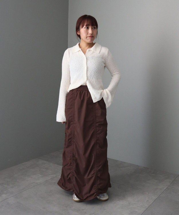 CRAFT STANDARD BOUTIQUE ドロストシャーリングデザインスカート Brown